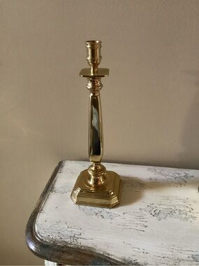 Tall Substantial Brass Candlestick Holder
